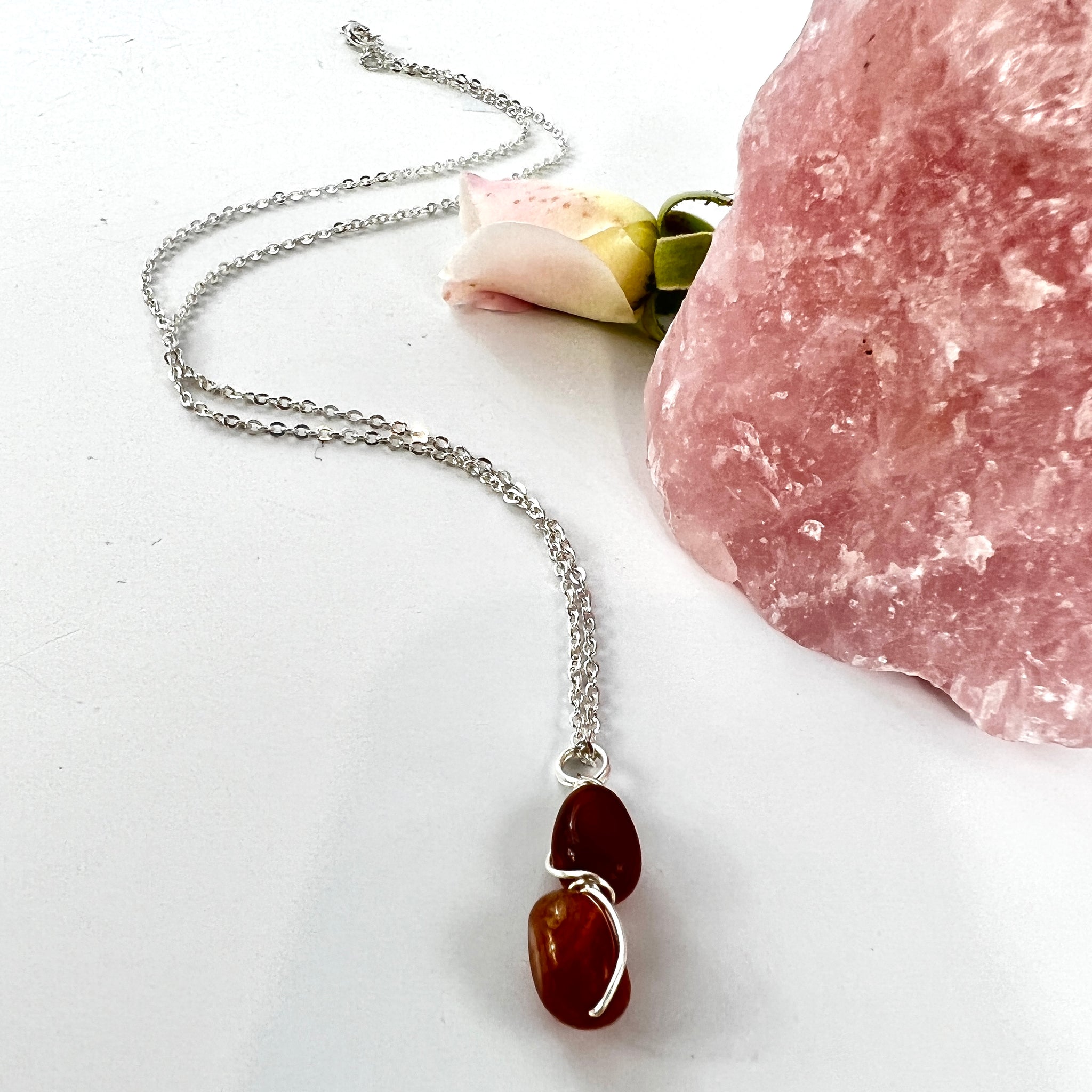 Wire Wrapped Point Pendant - Carnelian